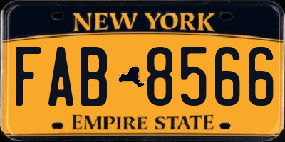 NY license plate FAB8566