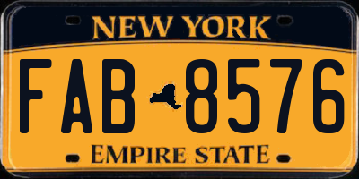 NY license plate FAB8576