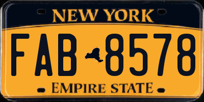NY license plate FAB8578