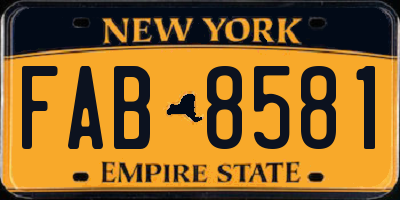 NY license plate FAB8581