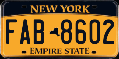 NY license plate FAB8602