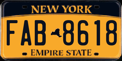 NY license plate FAB8618