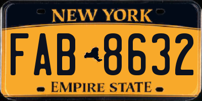 NY license plate FAB8632