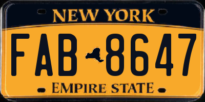 NY license plate FAB8647