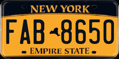 NY license plate FAB8650