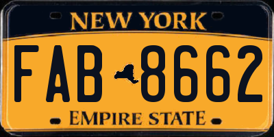 NY license plate FAB8662