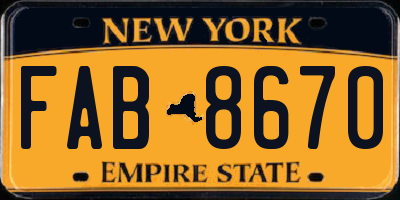 NY license plate FAB8670