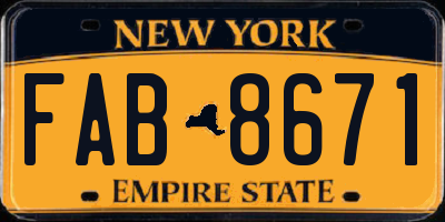 NY license plate FAB8671