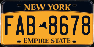 NY license plate FAB8678