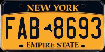 NY license plate FAB8693