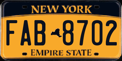 NY license plate FAB8702