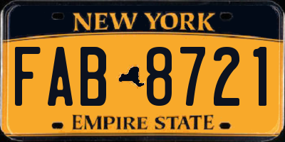 NY license plate FAB8721