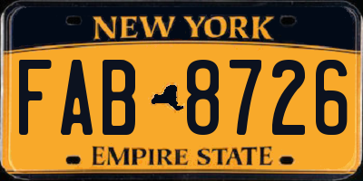 NY license plate FAB8726