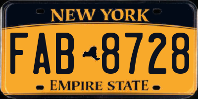 NY license plate FAB8728
