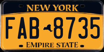 NY license plate FAB8735