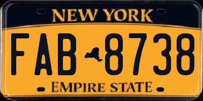 NY license plate FAB8738