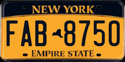 NY license plate FAB8750