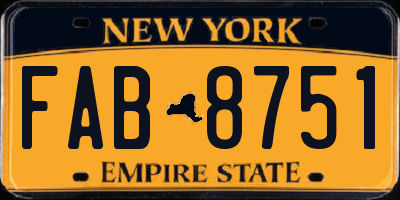 NY license plate FAB8751