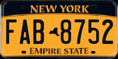 NY license plate FAB8752
