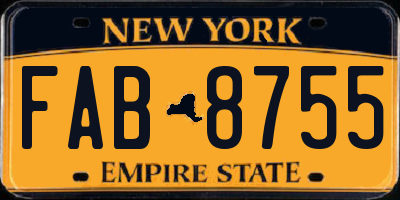 NY license plate FAB8755