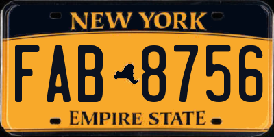 NY license plate FAB8756