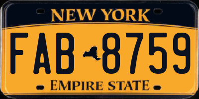NY license plate FAB8759