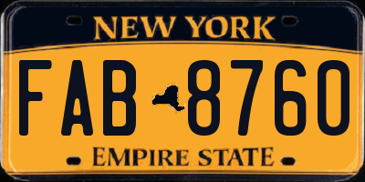 NY license plate FAB8760