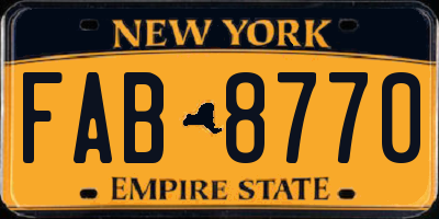 NY license plate FAB8770