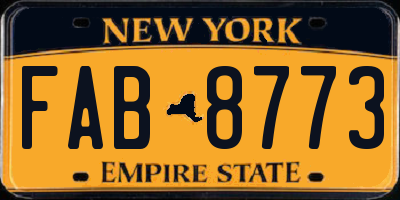 NY license plate FAB8773