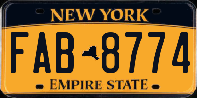 NY license plate FAB8774