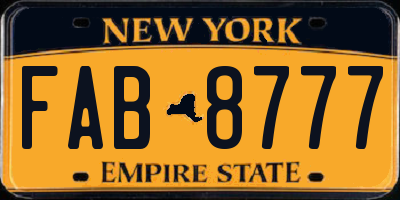NY license plate FAB8777
