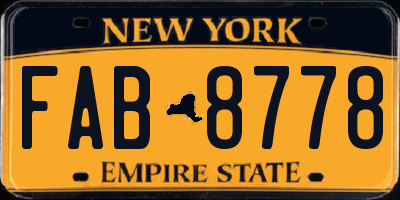 NY license plate FAB8778