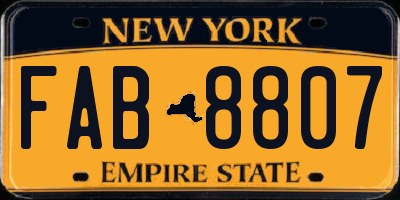 NY license plate FAB8807