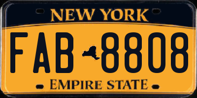 NY license plate FAB8808