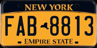 NY license plate FAB8813