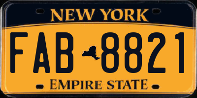 NY license plate FAB8821