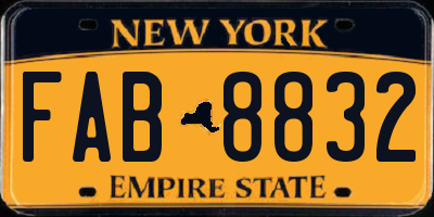 NY license plate FAB8832