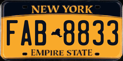 NY license plate FAB8833