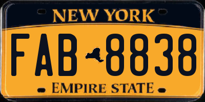 NY license plate FAB8838