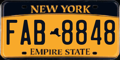 NY license plate FAB8848