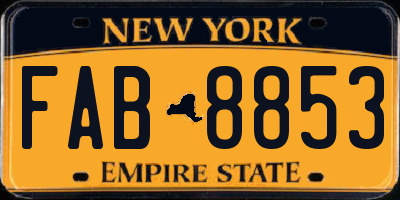NY license plate FAB8853