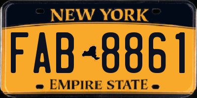 NY license plate FAB8861