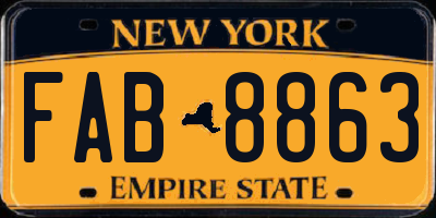 NY license plate FAB8863