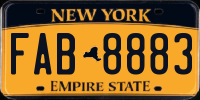 NY license plate FAB8883