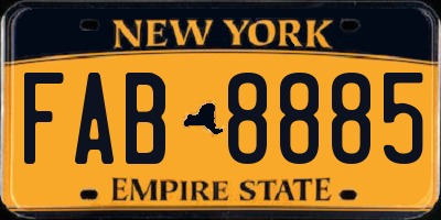 NY license plate FAB8885