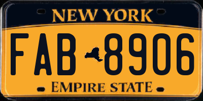 NY license plate FAB8906