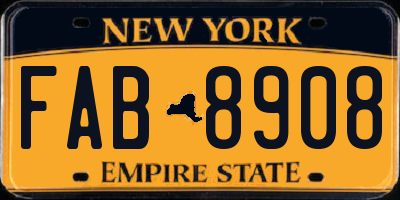 NY license plate FAB8908