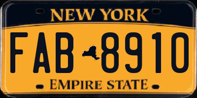 NY license plate FAB8910
