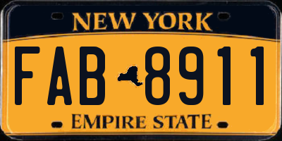 NY license plate FAB8911