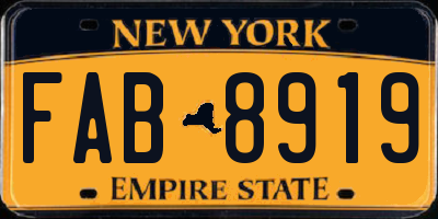 NY license plate FAB8919
